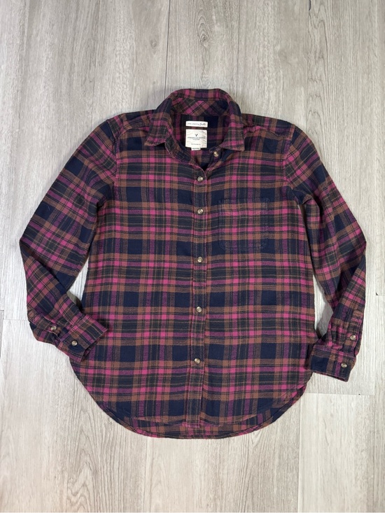 American Eagle Outfitters Tops - American Eagle AhhMazingly soft Boyfriend Fit Plaid Flannel Shirt Purple XS